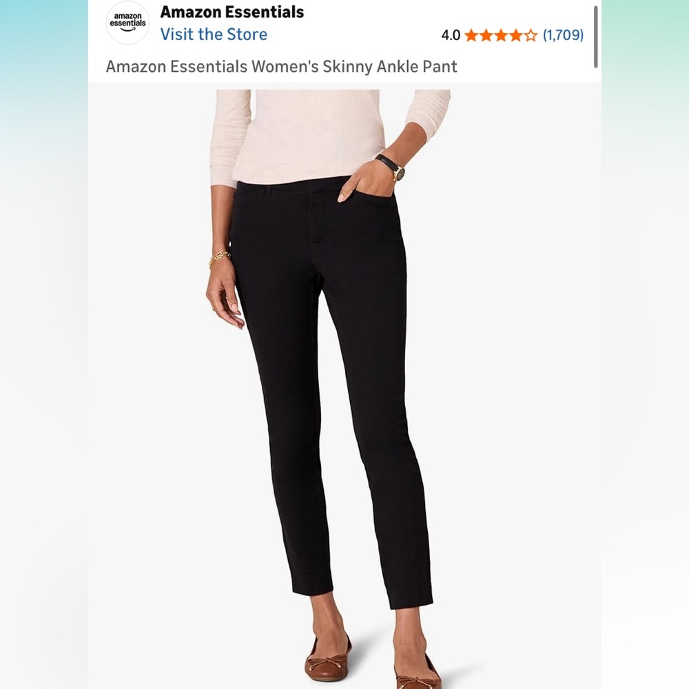 Amazon Essentials Women's Black Ankle Pants NWT 10